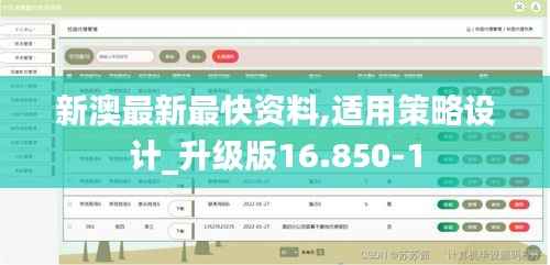 新澳最新最快资料,适用策略设计_升级版16.850-1