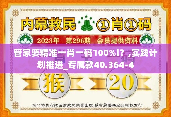 管家婆精准一肖一码100%l？,实践计划推进_专属款40.364-4
