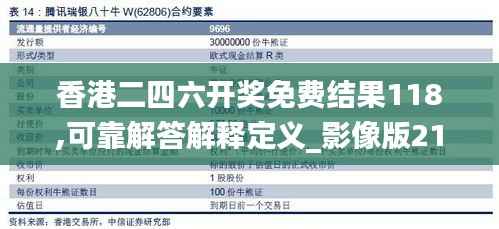 香港二四六开奖免费结果118,可靠解答解释定义_影像版21.370-3
