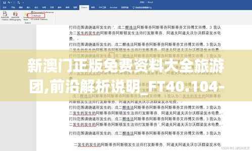 新澳门正版免费资料大全旅游团,前沿解析说明_FT40.104-2