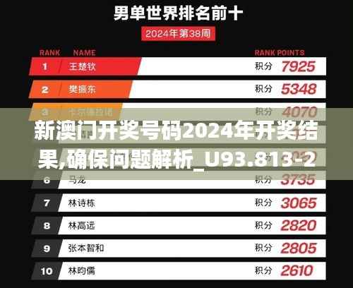 新澳门开奖号码2024年开奖结果,确保问题解析_U93.813-2