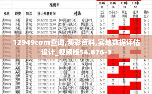 12949cσm查询,澳彩资料,实地数据评估设计_视频版54.876-3
