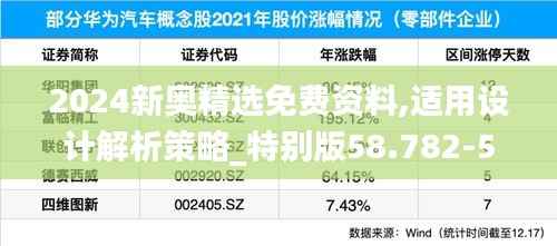 2024新奥精选免费资料,适用设计解析策略_特别版58.782-5