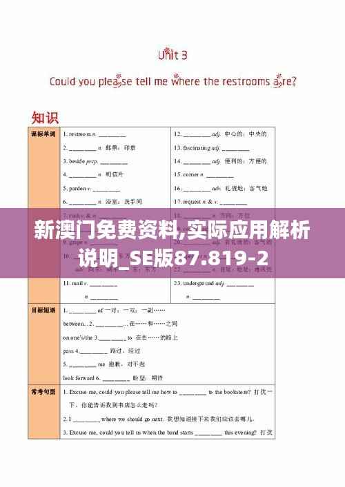 新澳门免费资料,实际应用解析说明_SE版87.819-2