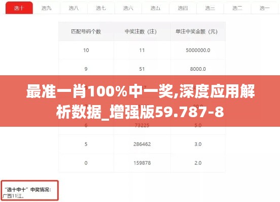 最准一肖100%中一奖,深度应用解析数据_增强版59.787-8