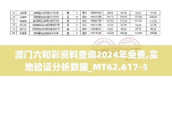 澳门六和彩资料查询2024年免费,实地验证分析数据_MT62.617-5