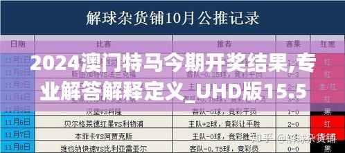 2024澳门特马今期开奖结果,专业解答解释定义_UHD版15.568-6