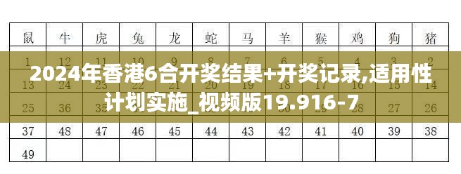 2024年香港6合开奖结果+开奖记录,适用性计划实施_视频版19.916-7