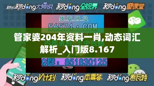 管家婆204年资料一肖,动态词汇解析_入门版8.167