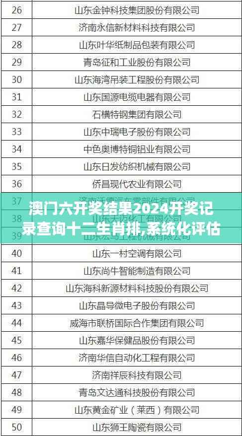 澳门六开奖结果2024开奖记录查询十二生肖排,系统化评估说明_工具版10.714