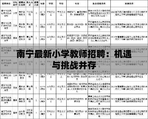 南宁最新小学教师招聘：机遇与挑战并存
