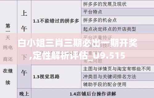 白小姐三肖三期必出一期开奖,定性解析评估_U9.515