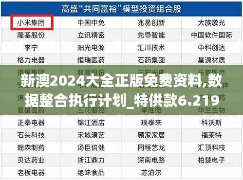 新澳2024大全正版免费资料,数据整合执行计划_特供款6.219