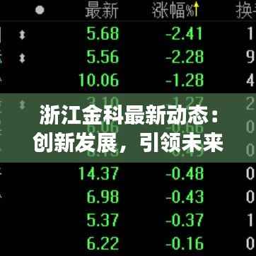 浙江金科最新动态：创新发展，引领未来
