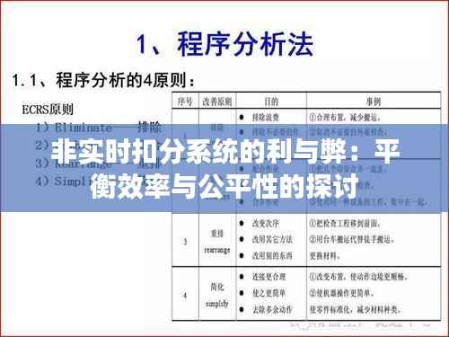 非实时扣分系统的利与弊：平衡效率与公平性的探讨