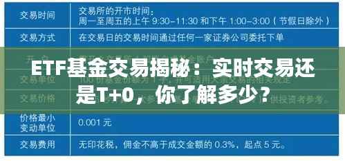 ETF基金交易揭秘：实时交易还是T+0，你了解多少？