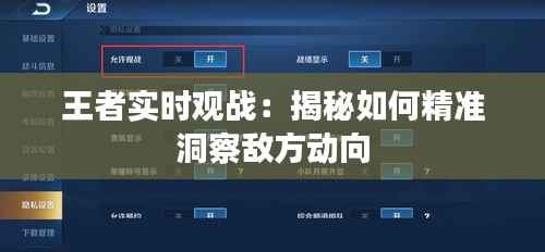 王者实时观战：揭秘如何精准洞察敌方动向