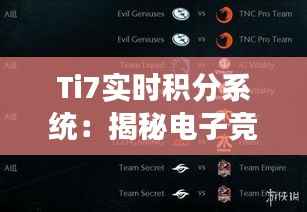 Ti7实时积分系统：揭秘电子竞技赛事的透明化与公平性