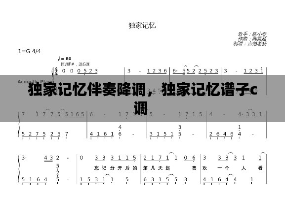 独家记忆伴奏降调，独家记忆谱子c调 