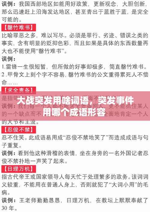 大战突发用啥词语,突发事件用哪个成语形容
