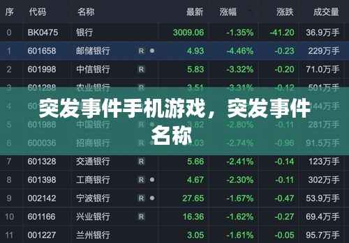 突发事件手机游戏，突发事件名称 