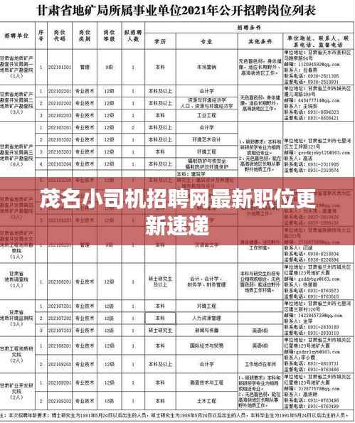 茂名小司机招聘网最新职位更新速递