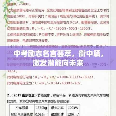 中考励志名言荟萃，衡中篇，激发潜能向未来