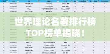世界理论名著排行榜TOP榜单揭晓！