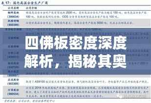 四佛板密度深度解析，揭秘其奥秘与特性！