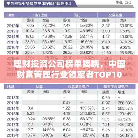 理财投资公司榜单揭晓，中国财富管理行业领军者TOP10