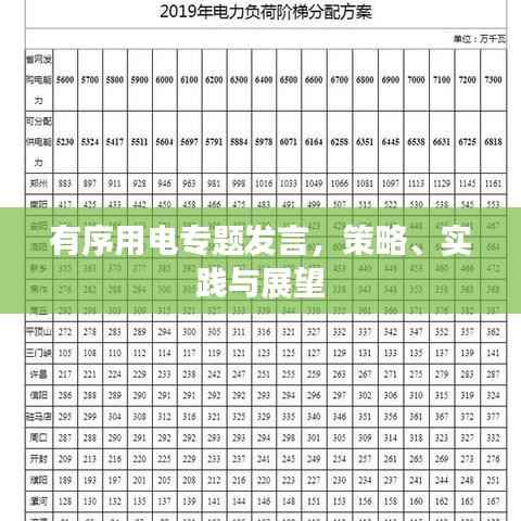 有序用电专题发言，策略、实践与展望