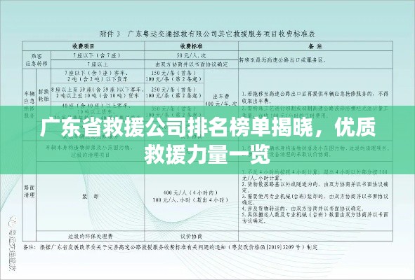 广东省救援公司排名榜单揭晓，优质救援力量一览