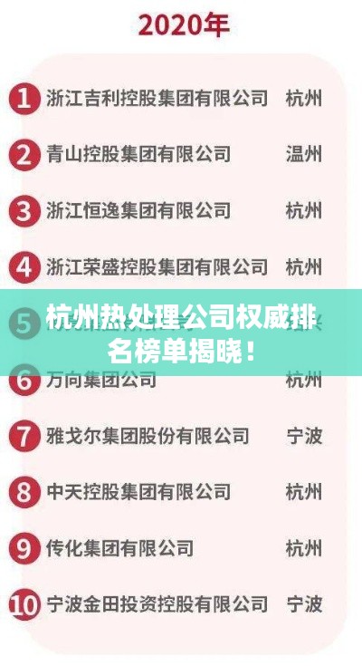 杭州热处理公司权威排名榜单揭晓！