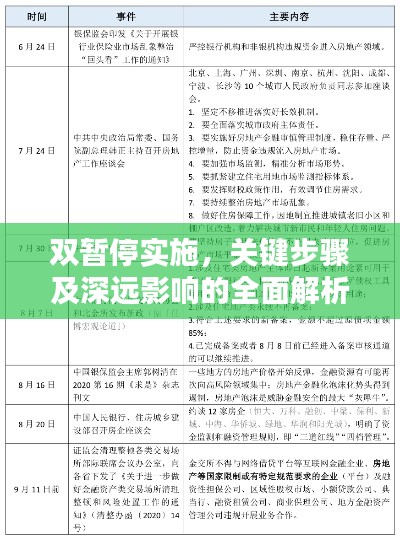 双暂停实施，关键步骤及深远影响的全面解析
